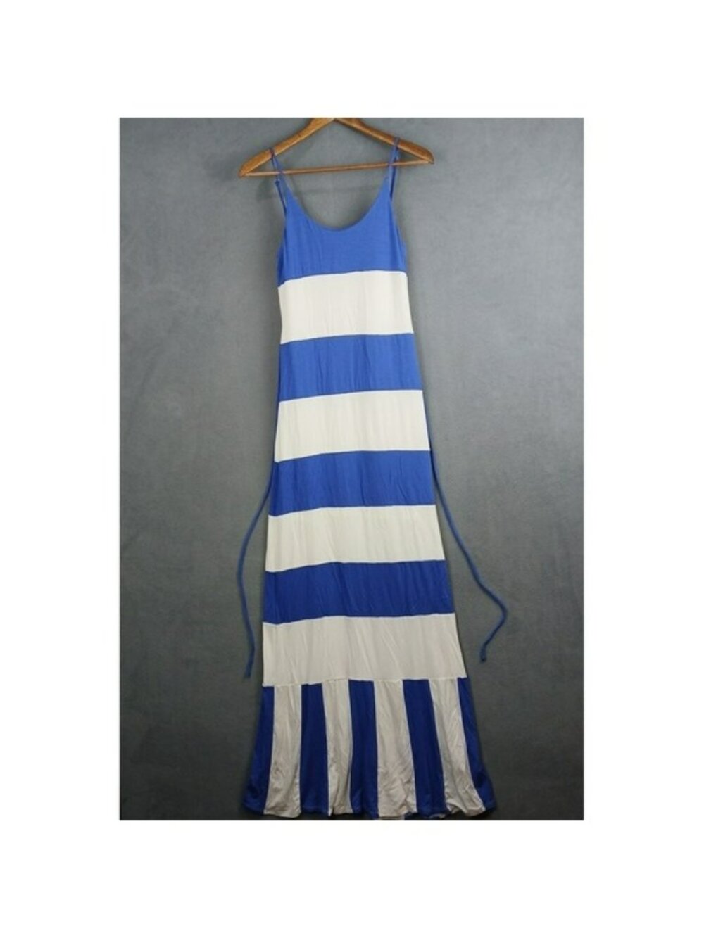 Remain Maxi Dress Womens Medium Blue White Striped Viscose Adjustable Strap